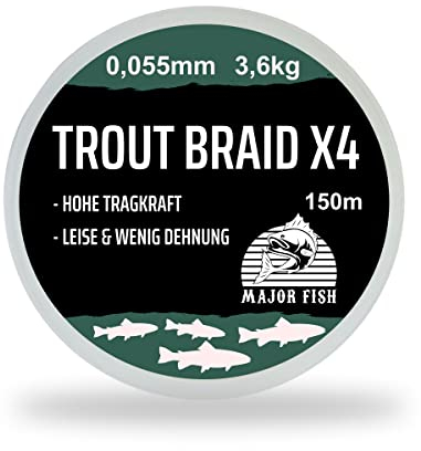 Major Fish Trout Braid 4 Fach geflochtene Schnur Forelle Ultralight 150 Meter 0.055-3,6 kg - Moos Green