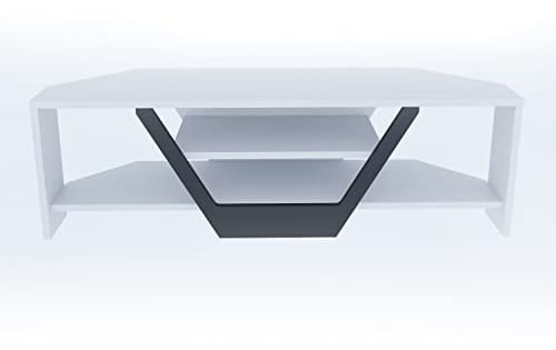DECOROTIKA Sares Console multimédia et Support TV, Bois d'ingénierie, Blanc/Noir, 120 cm Lenght