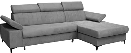 SEPRO MÖBEL RINETTO Exklusive Ecksofa, Eckcouch mit Schlaffunktion und Bettkasten | Schlafsofa für Wohnzimmer Schlafzimmer | Möbel & Möbelsets | Modern Zimmer-Sofa | Couch Home Decor Deko | Grau