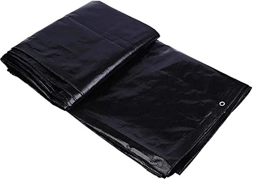 LEOSXA Heavy Duty Poly Tarp Tarpaulin 4x5m, Tarp Cover Waterproof, Tarpaulin Cover Black, Reinforced Corners with Grommets, Laminated Coating, Emergency Rain Shelter