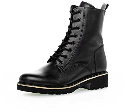 Gabor Damen Combat Boots, Frauen Stiefeletten,Wechselfußbett,Moderate Mehrweite (G),uebergangsschuhe,schw.(Micro/Uni),38 EU / 5 UK