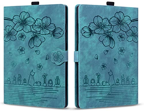 Rosbtib Coque pour Lenovo Tab P11 2nd Gen 11.5 Pouce, Etui Cuir PU avec Fentes Cartes Magnétique Housse Lenovo Tab P11 2nd Gen 2023, Vert Chat Sakura