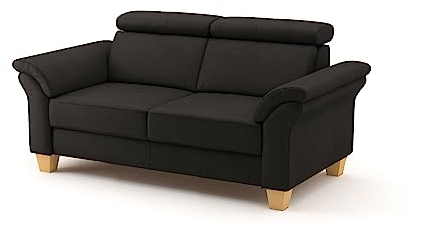 CAVADORE 2-Sitzer-Sofa Ammerland in Echtleder / Landhaus-Sofa mit Federkern + Kopfteilverstellung / 156 x 84 x 93 / Leder Dunkelbraun