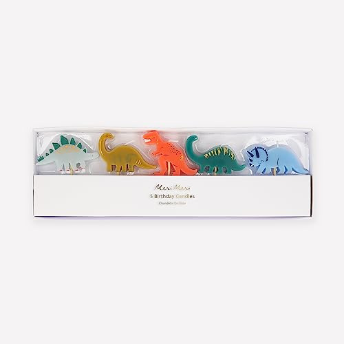 Meri Meri Dinosaur Candles (Pack of 5), Fun & Colorful Dino-Shaped Candles | Great for Dinosaur Birthday Decorations & Themed Parties
