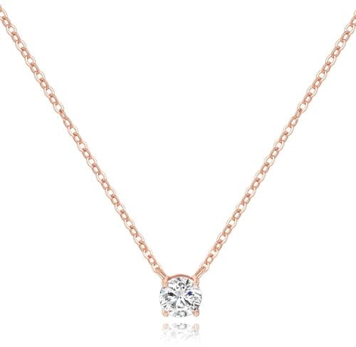 Femme Collier 925 Argent Sterling 14K Plaqué Or/Plaqué Or Rose/Plaqué Blanc Bijoux Cadeau pour Femmes Noël Anniversaire Saint - Valentin Jour de la Mère
