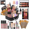 MTDXILTAI Set di trucchi all-in-one per trucco, 2 x 14 colori, tavolozza ombretto, fondotinta liquida, eyeliner, matite, matita per contorni, lucidalabbra, 20 pennelli da trucco da donna