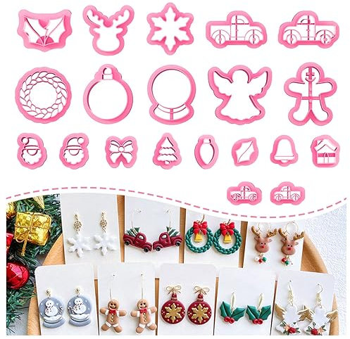 KEOKER Weihnachts-Tonausstecher - 20 Formen, einschließlich Weihnachtsmann, für Ohrringherstellung