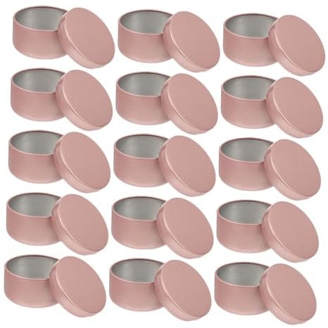 VILLFUL Aluminum Candle Tins with Lids, Round Candle Containers,Candle Jars 24 Pcs Candle Jar Aluminum Rose Gold Accessories Travel Candle Storage Container Empty Candle Jars, for DIY Candle