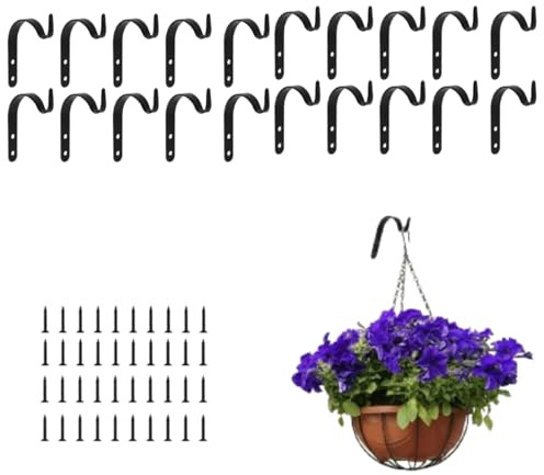 20 Stück Pflanzenhalterung Eisen Wandhaken,Blumenampel Haken mit Schrauben,für Blumenkörbe, Hängekörbe, Laternen.