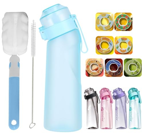 FIENZA Air Gourde Up Bouteille 650ML Avec 7 sul Saveur Gout Pods, Air Bouteille d'eau Parfumée Sans BPA Avec Paille 0 Sucres et Tasse d'eau