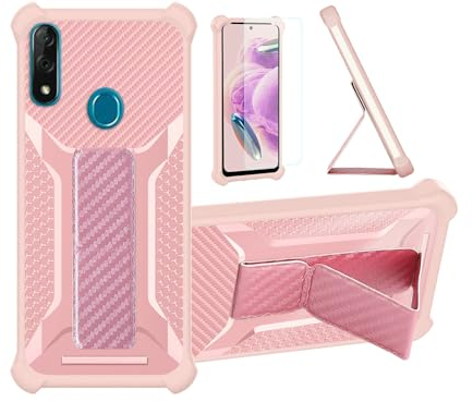 Aroepurt Hülle Für ZTE Blade 10 Hülle Case Handyhülle Schutzhülle Cover [mit gehärtetem Glas-Screen-Protector] Hybrid [Folding Support Magnetic] [Frosted Anti-Fingerprint] Rosa