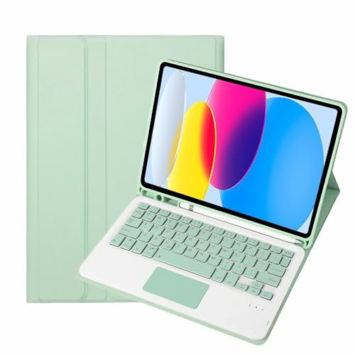 XFTeoux Custodia con Tastiera per iPad Air 6 13 Pollici (M2) 2024, Tastiera Touchpad Senza Fili Staccabile, Cover Folio in Pelle con Supporto per Matita,Verde