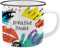 GRUSS & CO Becher mit Motiv Pause | New Bone China Porzellan, Emaille-Optik, 35 cl | Lustiges Geschenk, Frühstück | 73916