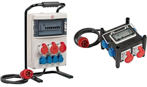 Brennenstuhl Tragbarer Stromverteiler/Baustromverteiler & Kompakter Gummi-Stromverteiler mit zertifiziertem Sicherungsautomaten