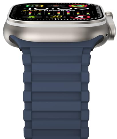 NewWays Magnetbänder Kompatibel mit Apple Watch Armband 49mm 46mm 45mm 44mm 42mm(Serie 3 2 1),Zweifarbig Silikon Armband für iWatch Ultra 2/Ultra Series 10/9/8/7/6/5/4/3/2/1/SE(Blau/Schwarz)