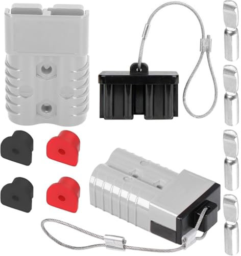 DAOKAI 350A Batterie-Schnelltrennstecker 12-36V 2/0 AWG,Kabelbaum-Stecker Quick Connect Batterie Akku Steckverbinder Schnellanschluss Stecker für Auto,ATV,Hebebühnen,Motoren,Anhänger,Grau-2PCS