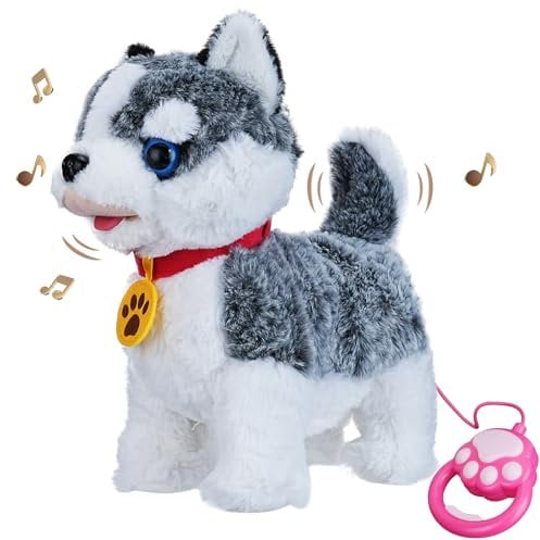 Aceshop Chien Jouet Enfant Peluche Chien, Interactif Électronique Chien en Peluche avec 8 Chansons Jouet Chien Robot Peluche Interactive avec Marche Aboiements Répétition Chant Queue remuante Cadeau