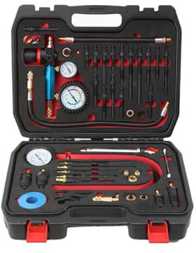 ATEdata 46-tlg Profi Kompressionstester Druckverlust Tester Motoren Prüfer kompatibel mit Diesel- und Benzinmotoren kompressionsprüfer