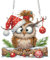 Starnearby DIY Diamond Painting Türkranz Weihnachtskranz Diamond Painting Anhänger mit Kette Diamant Malerei Fensterbilder Weihnachten Kranz Set für Wand Und Eingang Dekoration (Eule)