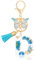MWOOT Letter Keychains Initiale Lettre Porte Clef Lettre D,Alphabet Initial Keyring avec Papillon Pendentif,Bleu Pétales Feuille D'or Key Ring pour Femmes Filles Portefeuilles Sac à Main Charme (D)