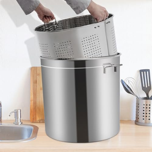 Spaghettitopf mit Siebeinsatz, 50cm, hochwertiger Edelstahltopf, 50 L, Edelstahl