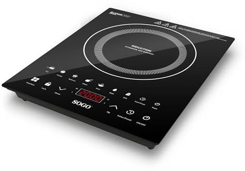 SOGO COCINA INDUCCIÓN DIGITAL – ECOOK2000: Vidrio, Acero inoxidable, 2000W, 2000W de potencia, Quemador de inducción eléctrico