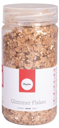 Rayher, Glimmer Flakes, grob, 3 – 10 mm, gold, Dose 370 ml, 39592616 | Streuflitter, ideal zum Basteln und Dekorieren, zum Eingießen in Gießmassen wie z. B. Raysin oder Beton