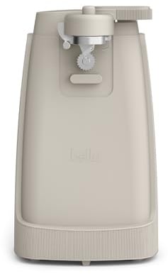 bella Electric Can Opener and Knife Sharpener, Removable Cutting Lever, Cord Storage, Stainless Steel Blade, Oatmilk