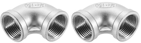 QUARKZMAN 2 Stück Edelstahl Winkel 3/4 PT Weiblicher 90 Grad Bogen Innengewinde Gewinde Fitting Rohrwinkel Rohrverschraubung Winkelverbinder Luftschlauch Pvc Rohr Guss