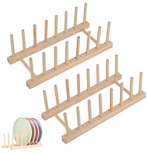 2 Stück Tellerständer,Abtropfgestell,Topfdeckelhalter,Holz Tellerhalter,Geschirrabtropfgestell,Tellerregal Halter Für Küchenschränke,Teller Ständer Für Aufbewahrung Cd Geschirr Buch Weinglas