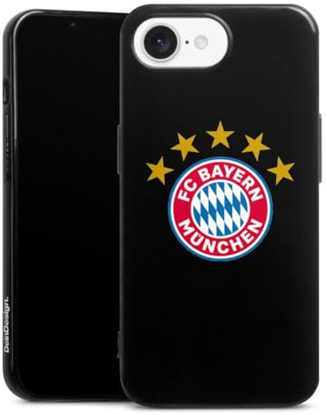 Silikon Hülle kompatibel mit Apple iPhone 16e 2025 Case schwarz Handyhülle FC Bayern München FCB Sterne