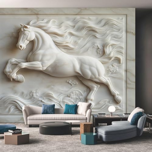 Generisch Tapete 3D Fototapete Abstraktes Reliefpferd 300 x 210 cm Vliestapete Wandbild Fototapeten, Vlies Tapeten Wandtapete Schlafzimmer, Wohnzimmer, TV Hintergrund Wand Moderne Wanddeko &KUM525