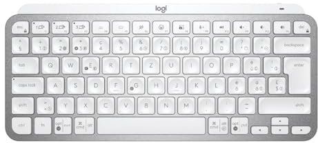 Logitech MX Keys Mini - Clavier sans fil, touches rétroéclairées, Windows, macOS, iPadOS, Android, ChromeOS, Suisse/Disposition QWERTZ suisse - Gris pâle 【Bulk - Sans emballage】