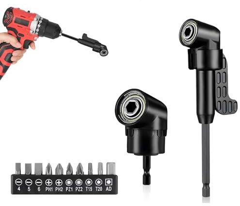 Boutihao 12 Piezas Adaptador de Destornillador Angular Set, 105 °Adaptador Atornillador Flexible, Vástago Hexagonal de 1/4 Pulgadas para taladrar y atornillar espacios estrechos