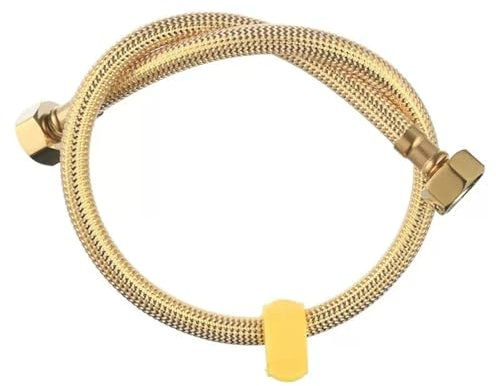 WDSBZNB Schlauch Dusche Goldener geflochtener Nylonschlauch, Toilettenwasser-Zulaufrohr, G1/2 x 1/2 Zoll, goldenes Toiletten-Wasserzulaufrohr, Closestool-Verbindungsrohr(60cm)