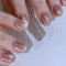 24pcs French Tip Press on Nails - Milk Tea Brown Cat Eye Almond Shaped French Tip False Nails - 12 Sizes Stick on Nails - Fake Artificial for Women and Girls Nail Art