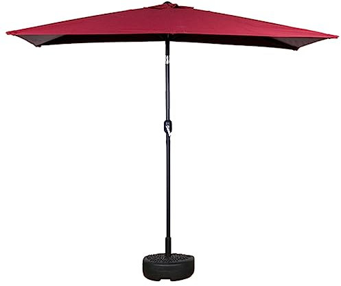 GTHTUHFD Parasol De Jardin Pliable, Parasol De Terrasse, Table D'Extérieur, Parasol De Plage avec Baleines Robustes, Abri Solaire De Piscine De Jardin, Base Remplissable,Red-Hand Crank