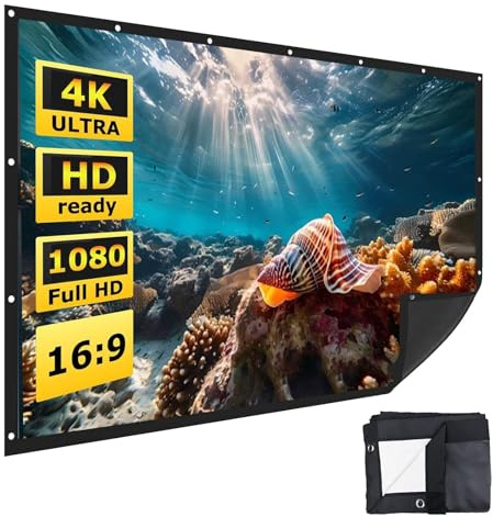 60-150 Inch Projector Screen 16:9 Foldable Anti-Crease Portable Projection Movies Screens For Home Theater Outdoor Indoor(150inch(16:9))