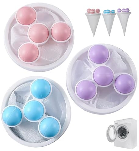 Lint Catcher for Washing Machine, 3-Pack Pet Hair Remover for Laundry with Mesh Bags, Reusable Washer Lint Catcher, Home décor