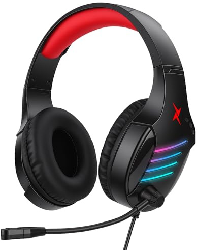 XFIRE-GEAR Gaming Headset with Microphone for Pc, Xbox One Series X/s, Ps4, Ps5, Switch, Stereo Computer, Laptop, Mac, Nintendo Gamer Best Gift for kid’s(Black+Red)