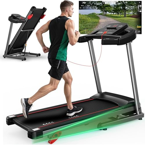 Klyzoom Klappbares Laufband für Zuhause, Elektrisches Laufband mit 12km/h Geschwindigkeit & Einstellbarer Steigung, 2.75 PS Motor, 130 KG Max Tragfähigkeit, App Kompatibel, Heimfitness Laufmaschine