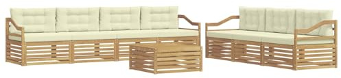 vidaXL Outdoor-Sofagarnitur 8 pcs Weiß und Creme 79 x 79 x 37 cm, Garten Sofa, modernes Outdoor-Mobiliar, Bequeme Lounge-Ecke für Terrasse und Patio