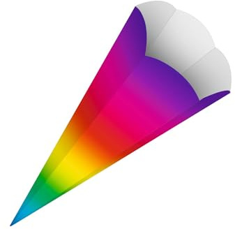 itenga Schultüten Rohling Zuschnitt aus stabilem Buntkarton glatt - 68cm - 6eckig - Schultüte Rohling zum Basteln (Regenbogen Motiv 1)