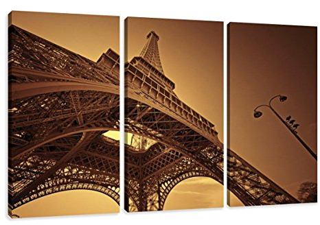 Visario 1048 Bilder und Kunstdrucke auf Leinwand Bild Eifelturm Paris fertig gerahmt drei Teile, 160 x 90 cm,