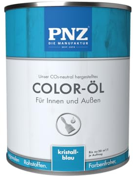 PNZ Color-Öl für Innen und Außen | lösemitttelfreies Farböl | Nachhaltig hergestellt mit regionalen Rohstoffen | für alle Hölzer, auch Bienenhäuser, Gebinde:0.25L, Farbe:kristallblau