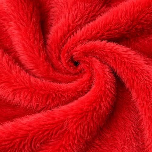 Einfarbig Spass Kunstpelz Stoff Material Leuchtend Rot - Rot, 1/2Mtr - 150cmx50cm