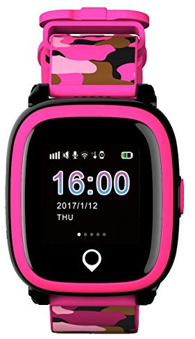 VIDIMENSIO GPS Telefon Uhr Kleiner Tiger - Military pink, ohne Abhörfunktion, mit sicherem deutschen Server, Wasserdicht, SOS Notruf+Telefonfunktion, GPS Ortung, Anleitung+App+Support: Deutsch