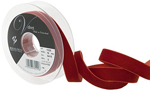 Berisfords Velvet Ribbon Acajou 21mm - Nylon Craft Ribbon for Sewing, Gift Wrapping and Hair Accessories