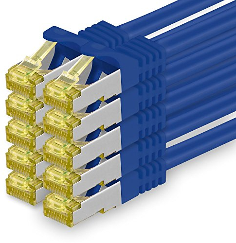 Cat.7 Netzwerkkabel 2m Blau 10 Stück Cat7 Ethernetkabel Netzwerk LAN Kabel Rohkabel 10 Gb s SFTP PIMF LSZH Set Patchkabel mit Rj 45 Stecker Cat.6a