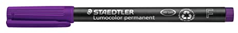 STAEDTLER permanent Marker Lumocolor, violett, F-Spitze Linienbreite ca. 0,6 mm, wisch- und wasserfest, Made in Germany, lange Lebensdauer, 10 violette Universalstifte im Kartonetui, 318-6